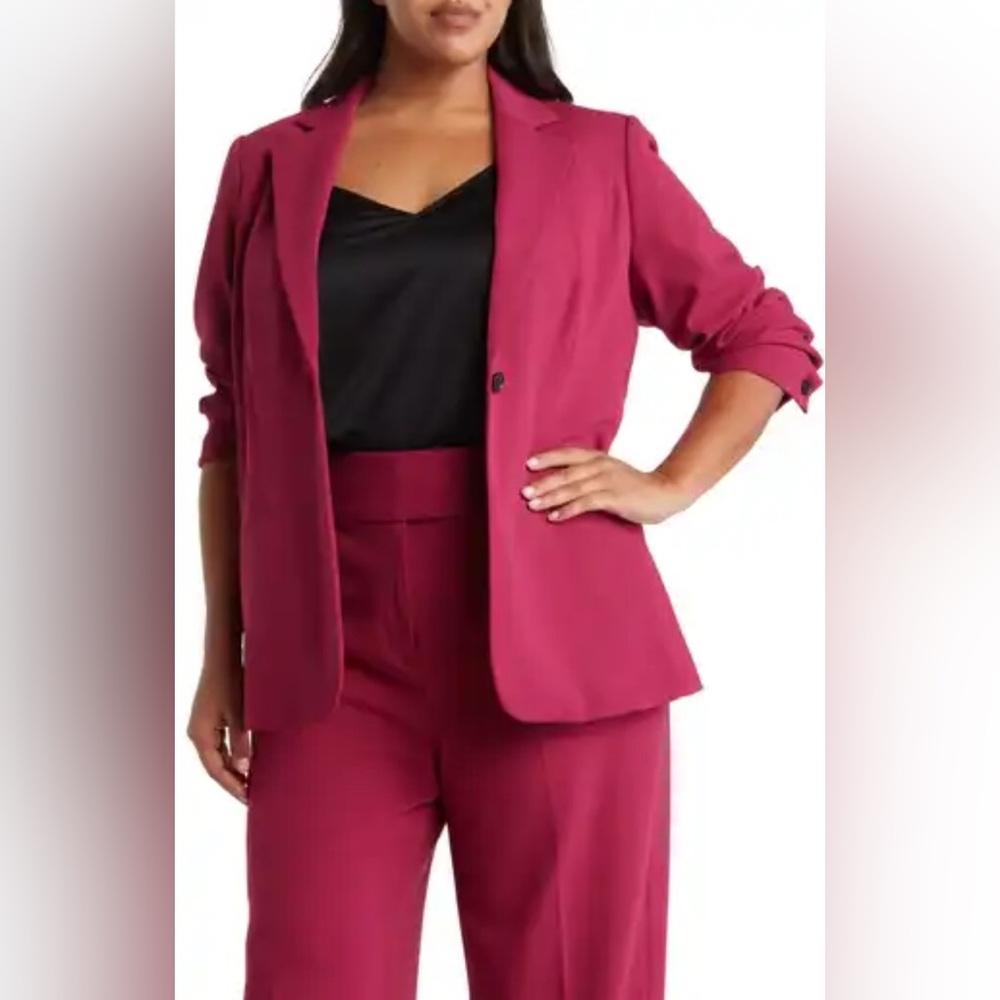 NWT Calvin Klein Women’s Ruched Sleeve One Button Blazer Jacket Size 22W